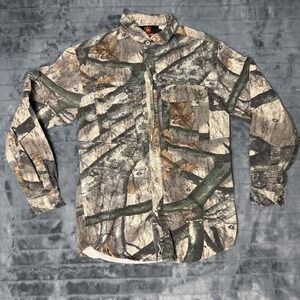 Game Winner Shirt Mens Small Green Mossy Oak Camo Long Sleeve Button Up Hunting